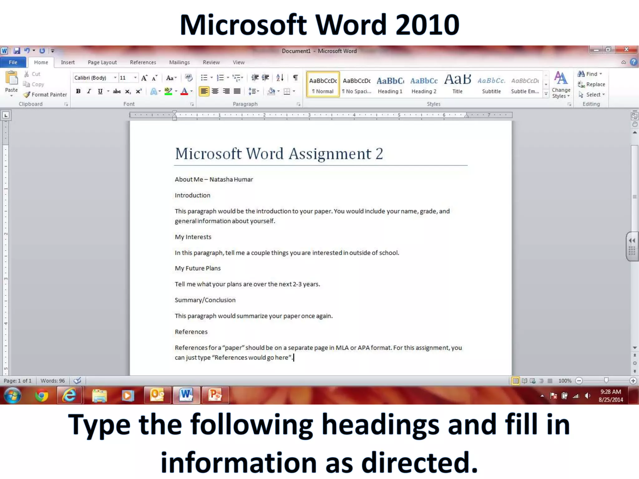 Productivity Programs - Word 2010