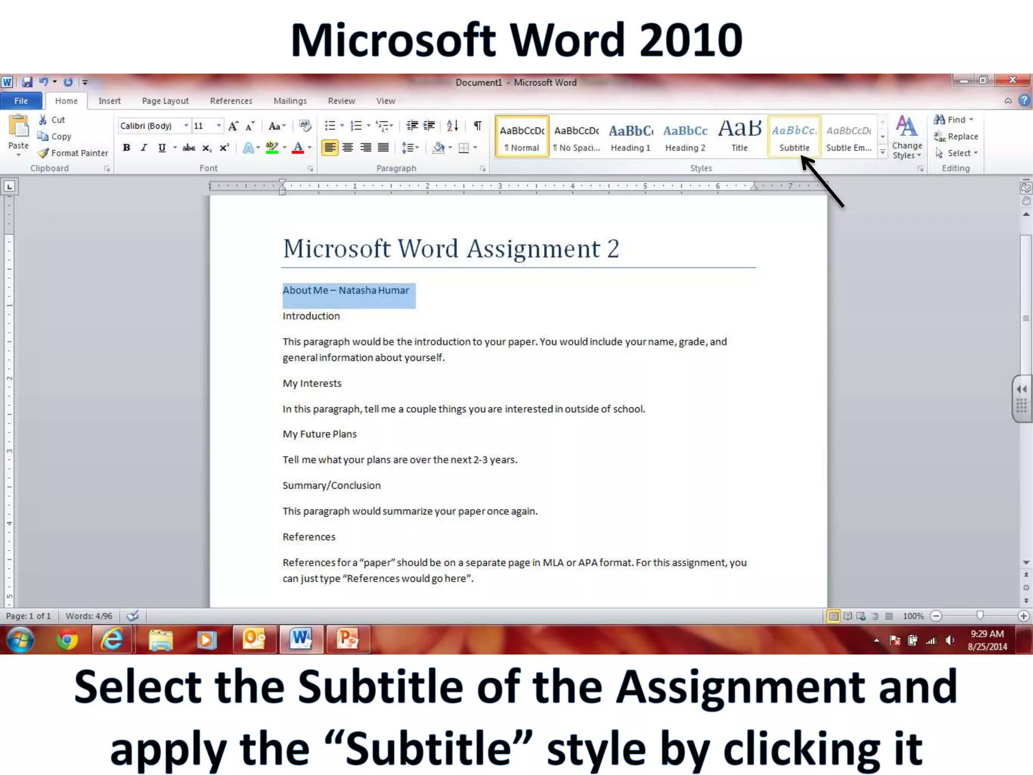 Productivity Programs - Word 2010