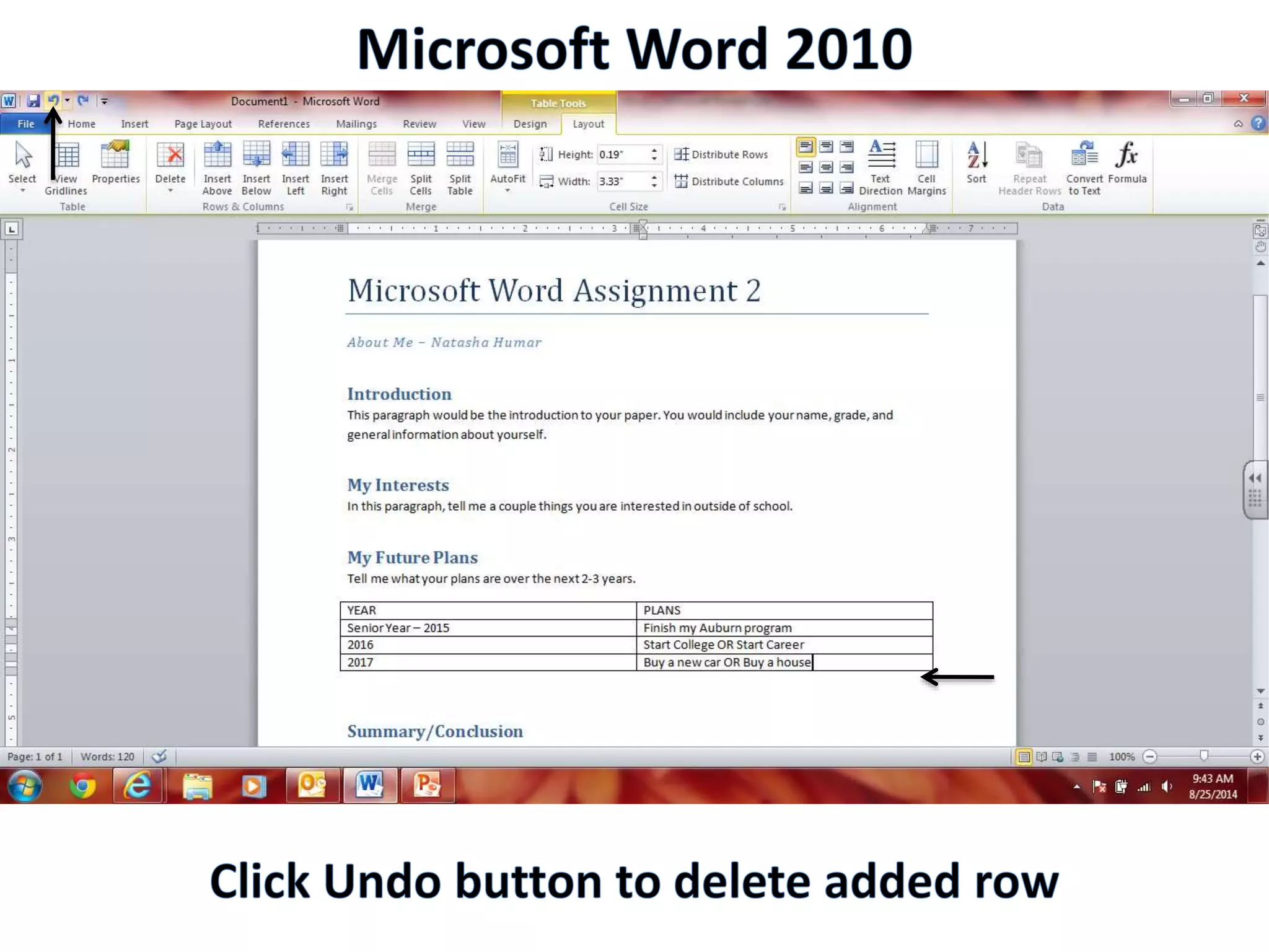 Productivity Programs - Word 2010