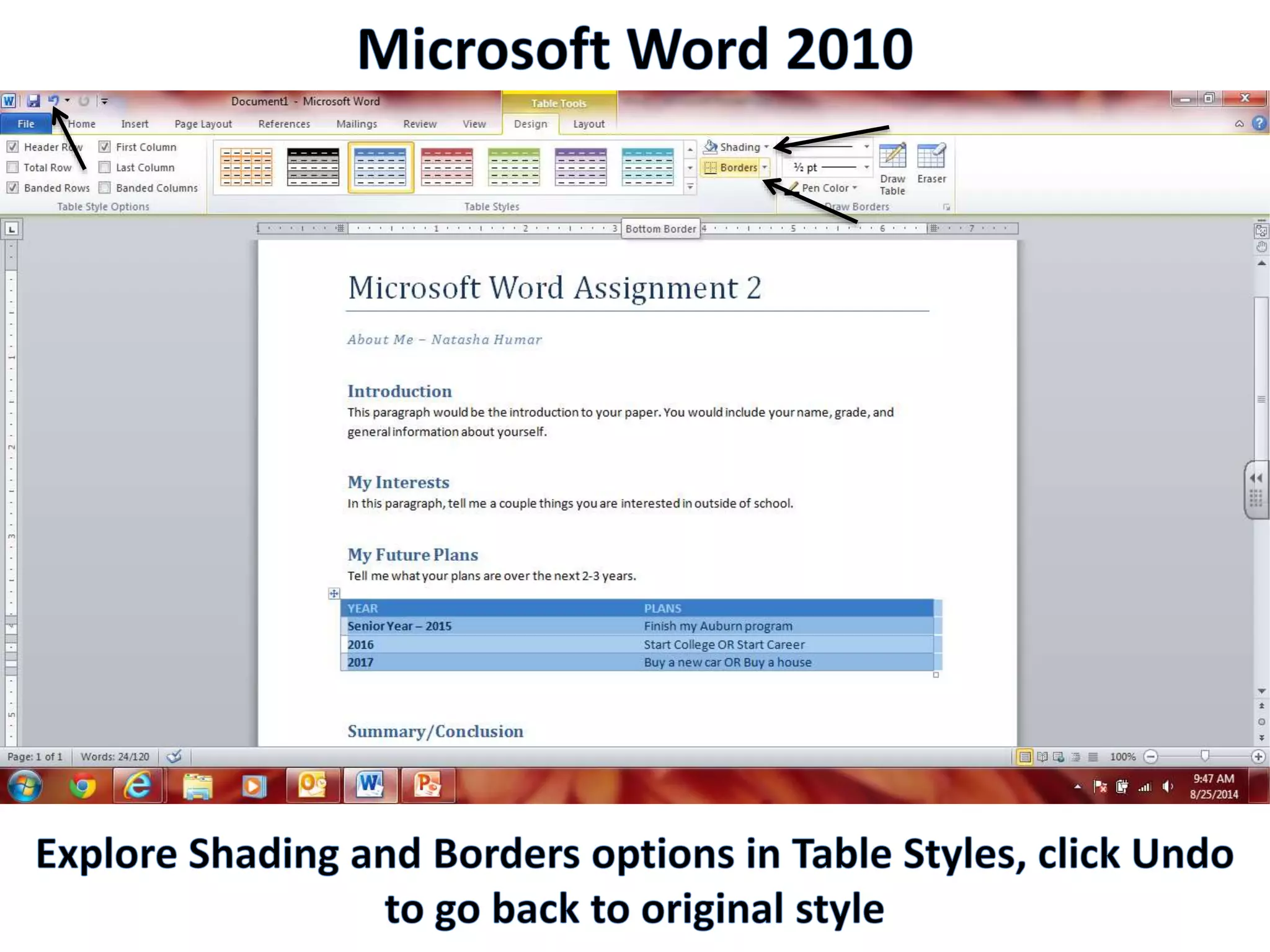 Productivity Programs - Word 2010