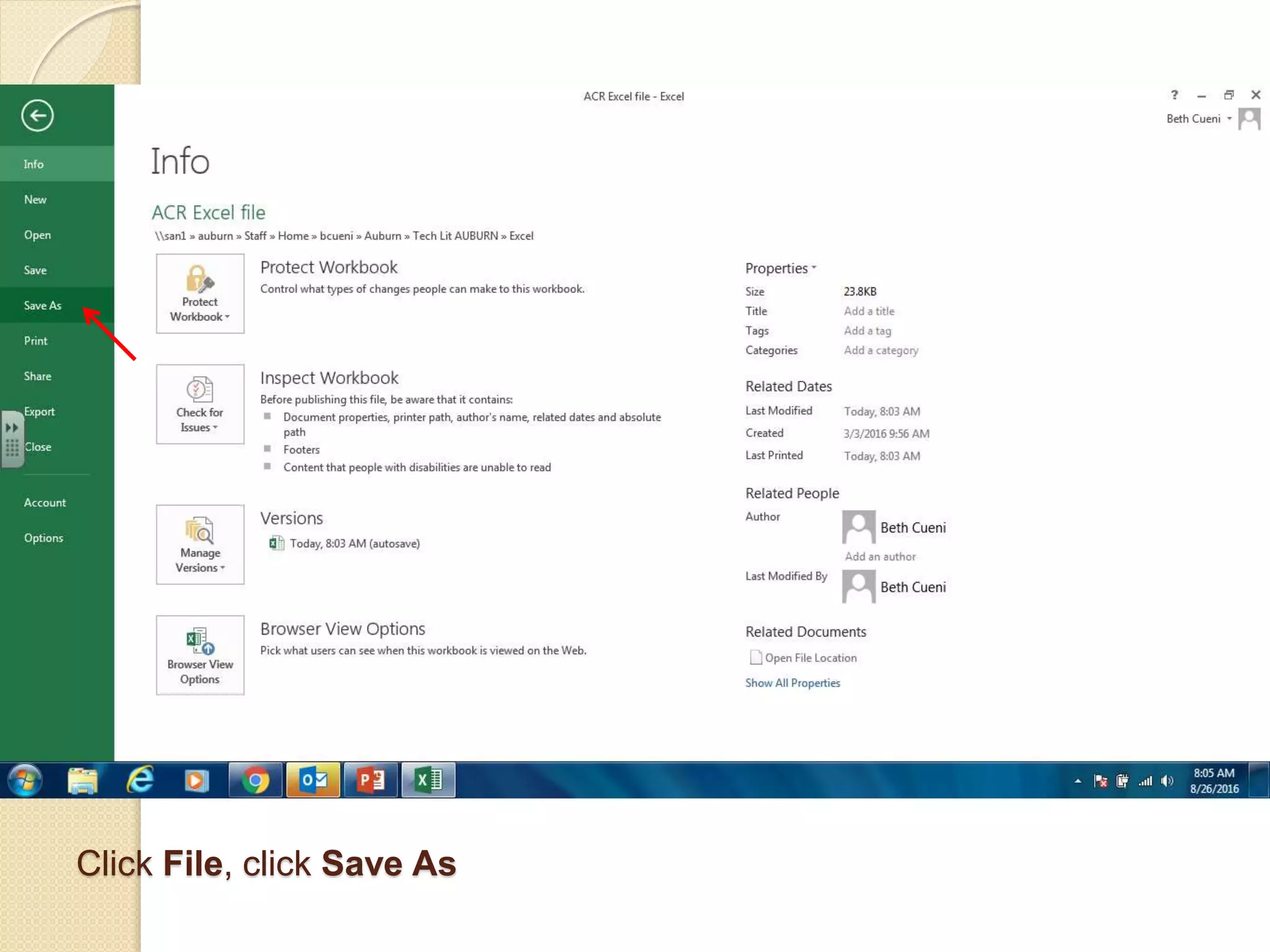 Click File, click Save As
 