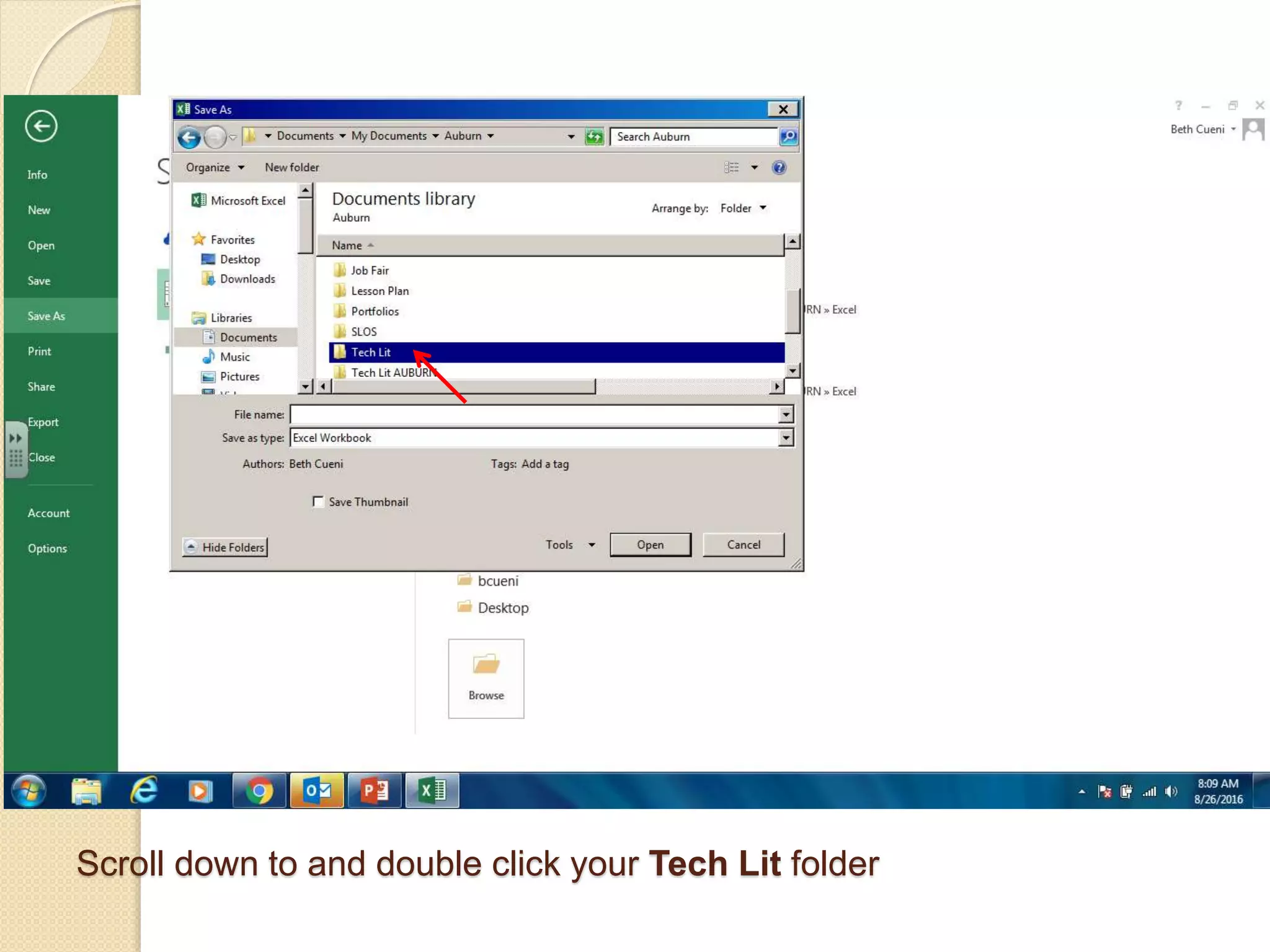Scroll down to and double click your Tech Lit folder
 