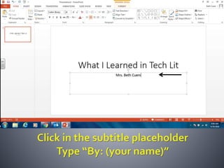 Productivity programs powerpoint assignment