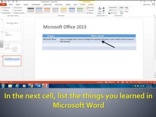 Productivity programs powerpoint assignment