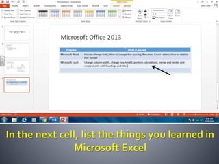 Productivity programs powerpoint assignment