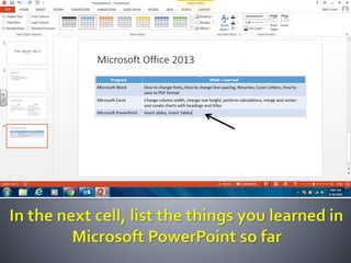 Productivity programs powerpoint assignment