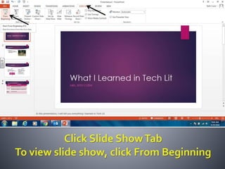 Productivity programs powerpoint assignment
