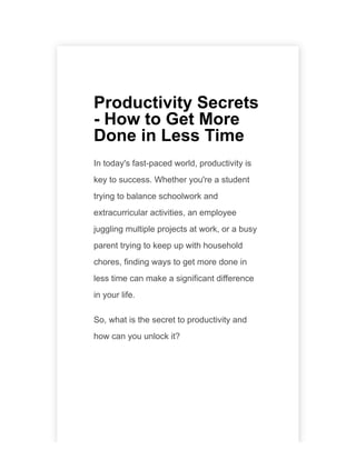 Productivity Secrets - How to Get More Done in Less Time.pdf