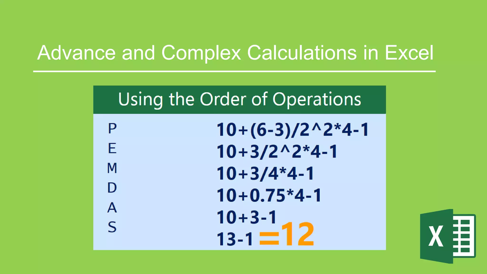 Advance and Complex Calculations in Excel
 