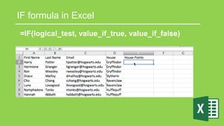 IF formula in Excel
=IF(logical_test, value_if_true, value_if_false)
 