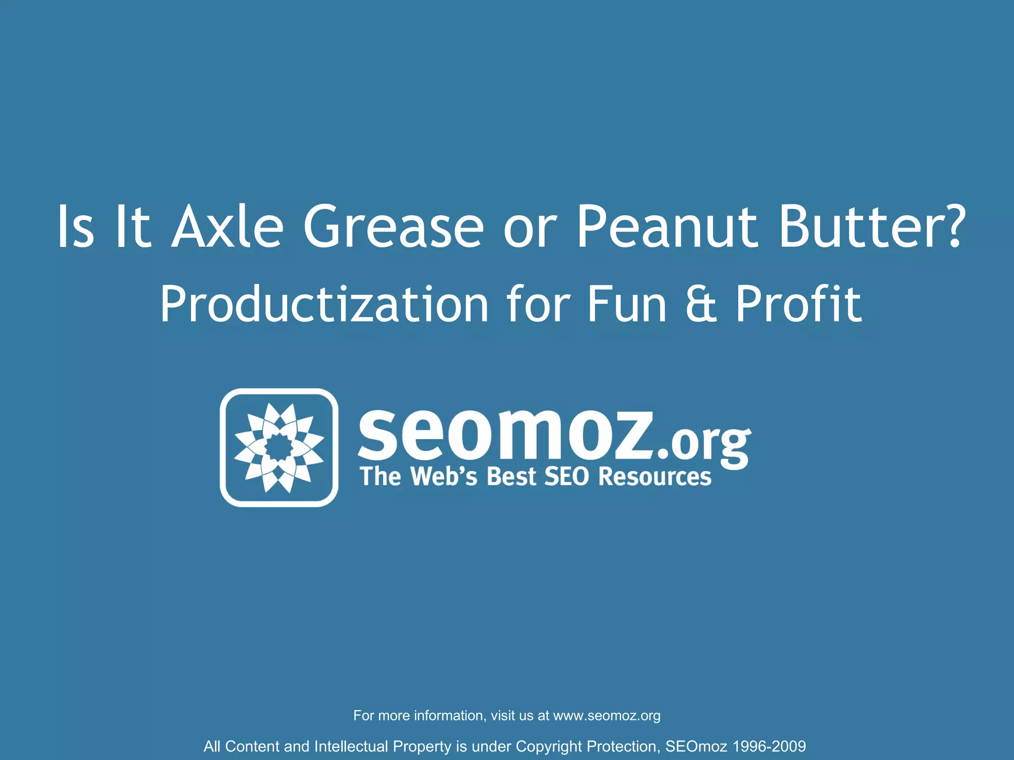 Productization For Fun & Profit | PPT