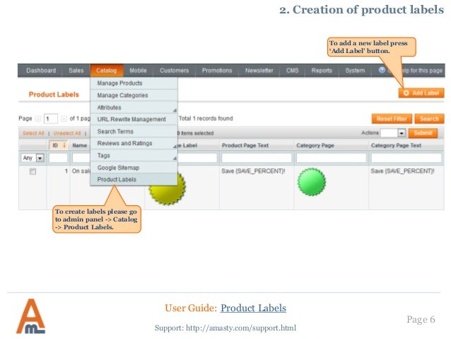 Magento product labels extension