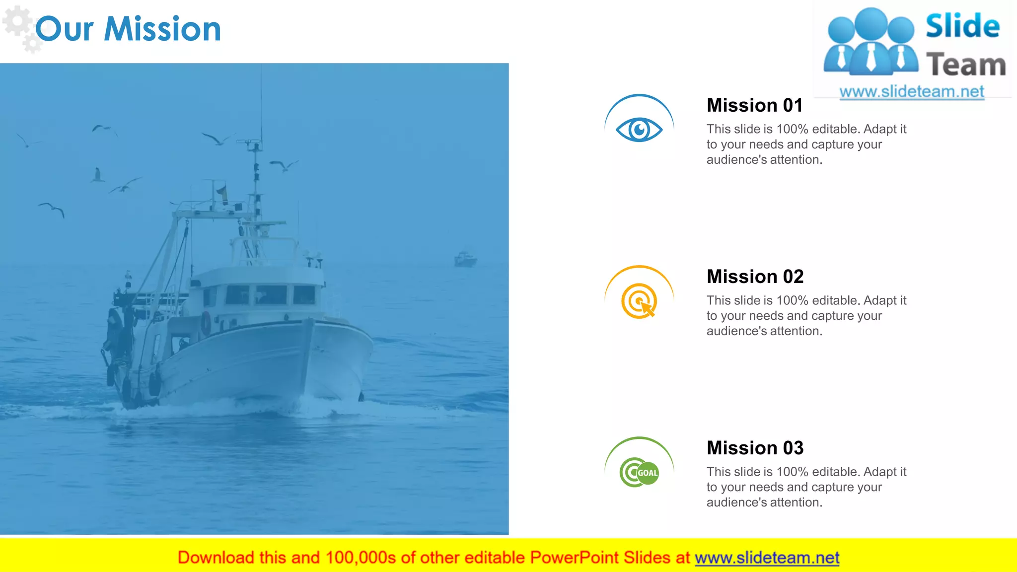 Our Mission
19
This slide is 100% editable. Adapt it
to your needs and capture your
audience's attention.
Mission 01
This slide is 100% editable. Adapt it
to your needs and capture your
audience's attention.
Mission 02
This slide is 100% editable. Adapt it
to your needs and capture your
audience's attention.
Mission 03
 