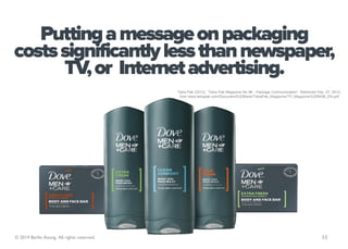 Putting a message on packaging
costs significantly less than newspaper,
      TV, or Internet advertising.
               ...