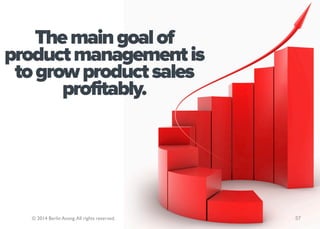 The main goal of
product management is
 to grow product sales
       profitably.




   © 2014 Berlin Asong. All rights re...