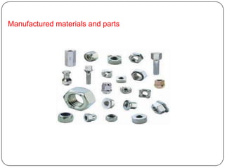 Manufactured materials and parts
 
