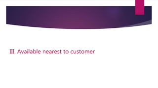 III. Available nearest to customer
 