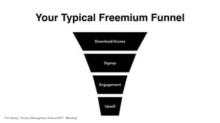 Your Typical Freemium Funnel
Upsell
Download/Access
Signup
Engagement
Tim Herbig - Product Management Festival 2017 - @her...