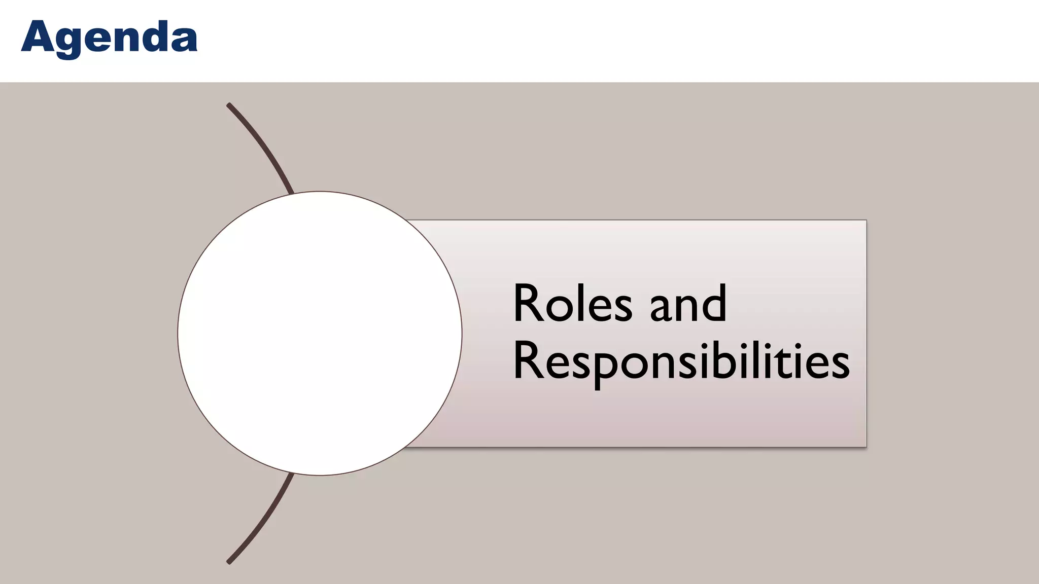 Agenda
Roles and
Responsibilities
 