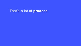 That’s a lot of process.
Process = Bad
 