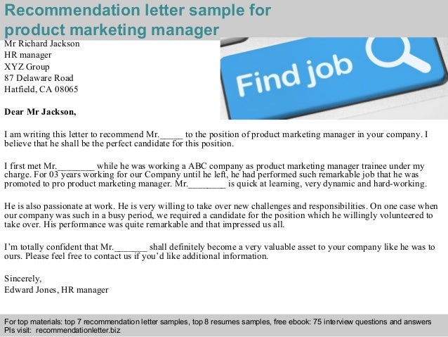 product marketing manager recommendation letter product recommendation letter examples