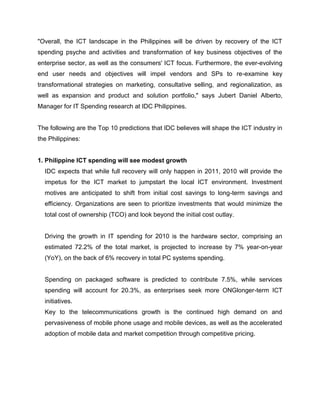 Product Market Study of ICT sector in Philippines | PDF