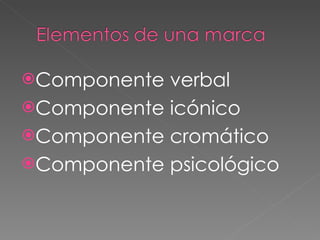 Componente verbal Componente icónico Componente cromático Componente psicológico 