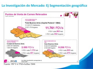 La Investigación de Mercado: Ej Segmentación geográfica
 