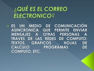 ¿QUÉ ES EL CORREO ELECTRONICO? ,[object Object],[object Object]
