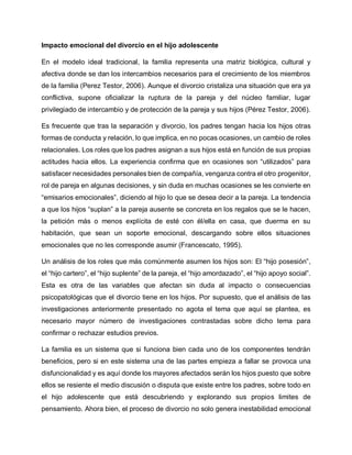 Impacto del divorcio en el rendimiento académico de los adolescentes | PDF