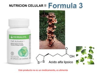 NUTRICION CELULAR !! 
Acido alfa lipoico 
Este producto no es un medicamento, es alimento 
 