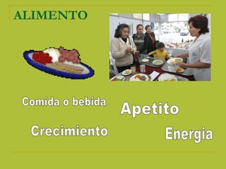 ALIMENTO Comida o bebida Apetito Crecimiento Energia 