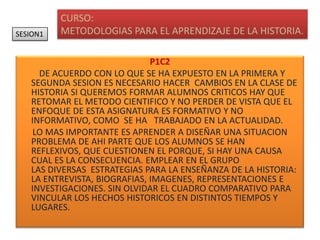  ACERCA DE LAS REPRESENTACIONES PERSONALES INICIALES SOBRE SU ROL Y SUS PRACTICAS DOCENTES.EL GRADO QUE SE ATIENDE ES TERCERO Y SE INICIA LA CLASE PREGUNTANDO A LOS NIÑOS QUE SABEN DE TEMA MEDIANTE UNA LLUVIA DE IDEAS,PASAN AL FRENTE A LEER POR PARRAFOS Y SUBRAYAN LO MAS IMPORTANTE, SE COMENTA EL SIGNIFICADO DE PALABRAS DESCONOCIDAS LOS ALUMNOS EXPRESAN SUS OPINIONES Y DUDAS DEL TEMA. DE MANERA INDIVIDUAL RESUELVEN LOS EJERCICIOS DEL LIBRO TAMBIEN EN EQUIPOS CONTESTAN LAS PREGUNTAS DE SU COMPLEMENTO DIDACTICO Y REDACTAN UN RESUMEN, LINEAS DE TIEMPO Y CARPETA DE MAPAS. SE REVISAN LOS EJERCICIOS DEL CUADERNO LIBRO DE TEXTO Y PARTICIPACION EN EQUIPO.PARA LAS COMEMORACIONES CIVICAS SE UTILIZA UN CANTO O UNA POESIA ALUSIVA ESE HECHO HISTORICO EN LOS HONORES A LA BANDERA. CURSO:METODOLOGIAS PARA EL APRENDIZAJE DE LA HISTORIA.SESION1P1C2         DE ACUERDO CON LO QUE SE HA EXPUESTO EN LA PRIMERA Y SEGUNDA SESION ES NECESARIO HACER  CAMBIOS EN LA CLASE DE HISTORIA SI QUEREMOS FORMAR ALUMNOS CRITICOS HAY QUE RETOMAR EL METODO CIENTIFICO Y NO PERDER DE VISTA QUE EL ENFOQUE DE ESTA ASIGNATURA ES FORMATIVO Y NO INFORMATIVO, COMO  SE HA   TRABAJADO EN LA ACTUALIDAD.      LO MAS IMPORTANTE ES APRENDER A DISEÑAR UNA SITUACION PROBLEMA DE AHI PARTE QUE LOS ALUMNOS SE HAN REFLEXIVOS, QUE CUESTIONEN EL PORQUE, SI HAY UNA CAUSA CUAL ES LA CONSECUENCIA. EMPLEAR EN EL GRUPO LAS DIVERSAS  ESTRATEGIAS PARA LA ENSEÑANZA DE LA HISTORIA: LA ENTREVISTA, BIOGRAFIAS, IMAGENES, REPRESENTACIONES E INVESTIGACIONES. SIN OLVIDAR EL CUADRO COMPARATIVO PARA VINCULAR LOS HECHOS HISTORICOS EN DISTINTOS TIEMPOS Y LUGARES.