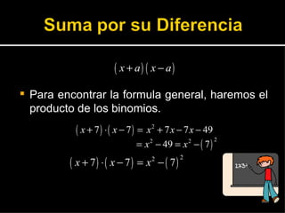 Para encontrar la formula general, haremos el producto de los binomios. 