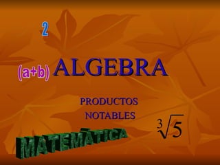 ALGEBRA PRODUCTOS  NOTABLES (a+b) 2 MATEMÁTICA 