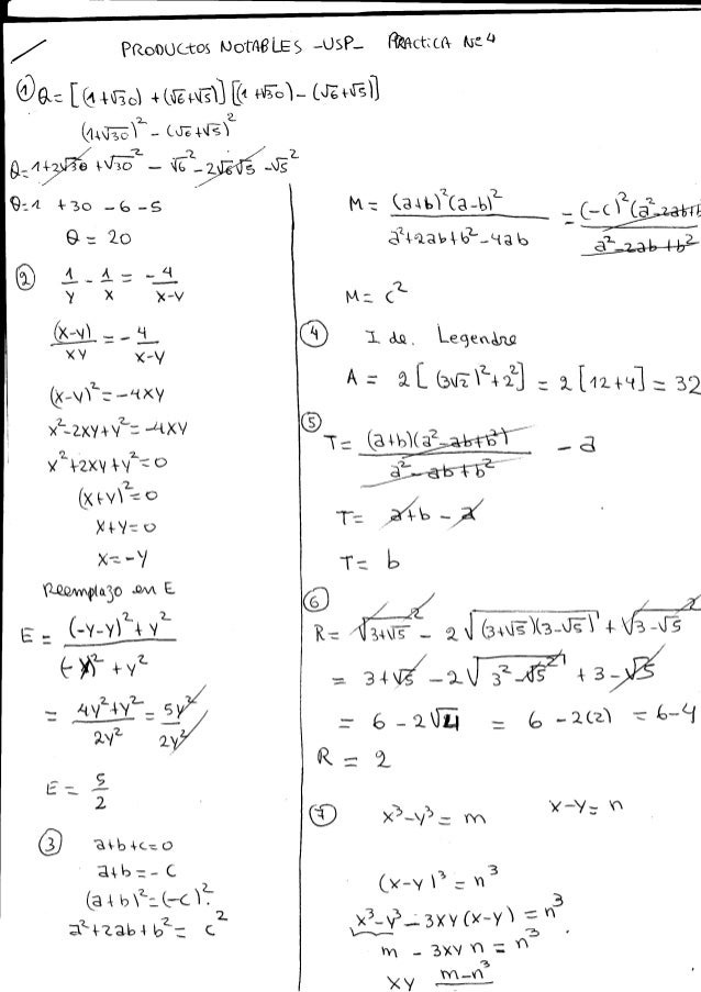 Productos Notables Factorizacion Ecuaciones Exponenciales