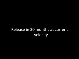 Release in 20 months at current velocity