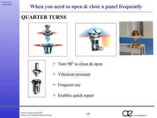 Camloc Quarter turns When you need to open & close a panel frequently ,[object Object],[object Object],[object Object],[object Object],QUARTER TURNS Products & Applications 