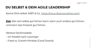 ⇈
SEITE
7
⇈
PRODUCT
OWNER
2
PRODUCT
CEO
Kenne Dich selbst: MBTI & Co., https://www.16personalities.com/
Ziel: Wer sich sel...