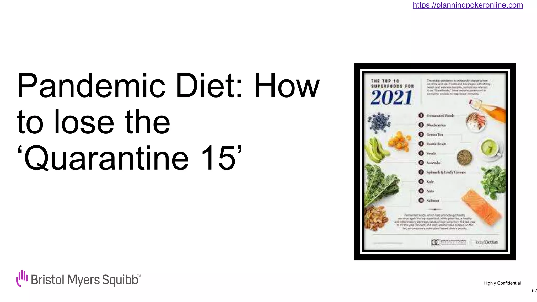 Highly Confidential
Pandemic Diet: How
to lose the
‘Quarantine 15’
62
https://planningpokeronline.com
 