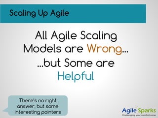 Scaling Up Agile
All Agile Scaling
Models are Wrong...
...but Some are
Helpful
There’s no right
answer, but some
interesting pointers
 