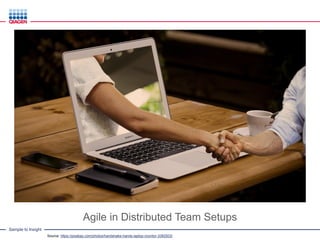 Sample to Insight
Agile in Distributed Team Setups
Source: https://pixabay.com/photos/handshake-hands-laptop-monitor-3382503/
 