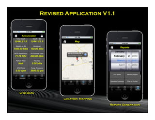 Revised Application V1.1




Live Data

                   Location Mapping

                                      Report Generation
 