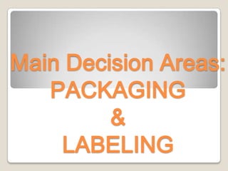 Main Decision Areas:
   PACKAGING
         &
    LABELING
 