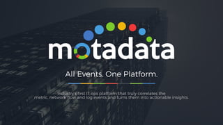 MOTADATA
1
All Events. One Platform.
Industry’s first IT ops platform that truly correlates the
metric, network flow and log events and turns them into actionable insights.
 