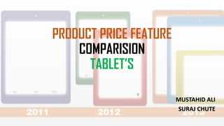 PRODUCT PRICE FEATURE
COMPARISION
TABLET’S
MUSTAHID ALI
SURAJ CHUTE
 