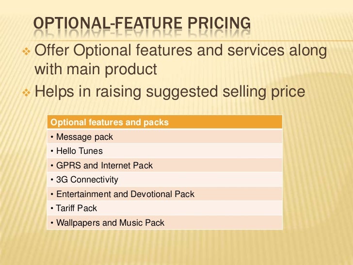 Product pricing mix