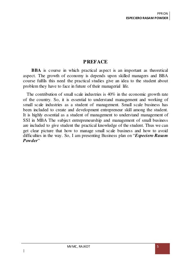 preface sle for project report product project report on rasam powder preface sle for project report product project report on rasam powder