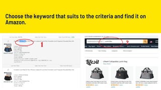 Choose the keyword that suits to the criteria and find it on
Amazon.
 