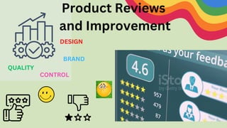 Product Reviews
and Improvement
QUALITY
DESIGN
BRAND
CONTROL
 